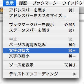 Safari 2.0での文字の変更方法